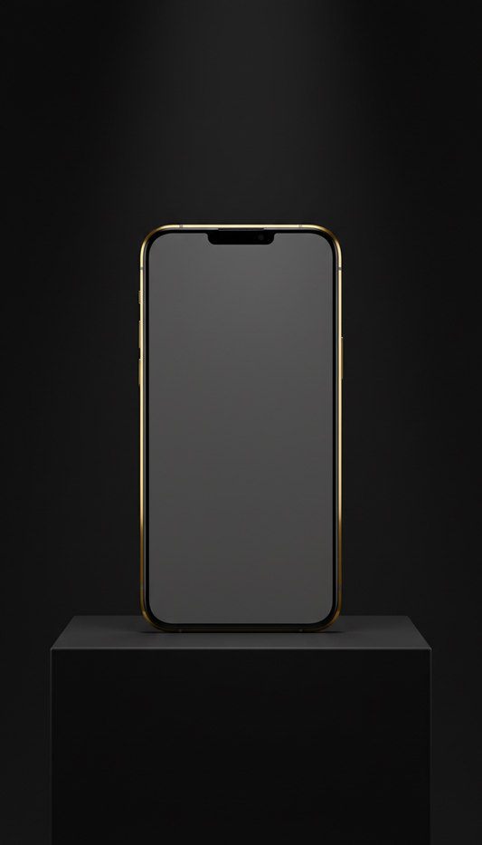 Noir Luxe Pulse smartphone with gold accents